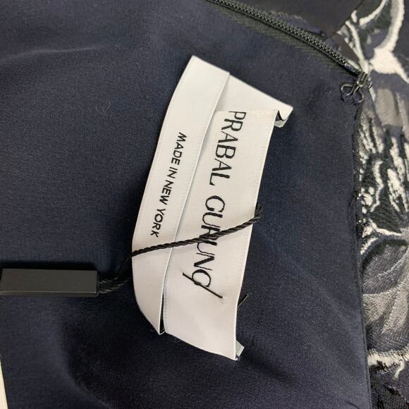 PRABAL GURUNG Size 10 Black Navy Silk Polyester Floral Sleeveless Dress - Picture 6 of 6